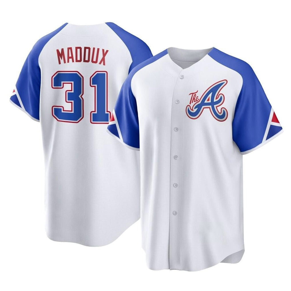 Baseball Jersey | Atlanta Braves #31 Greg Maddux Player White City Connect Home Game Stitched - image 1