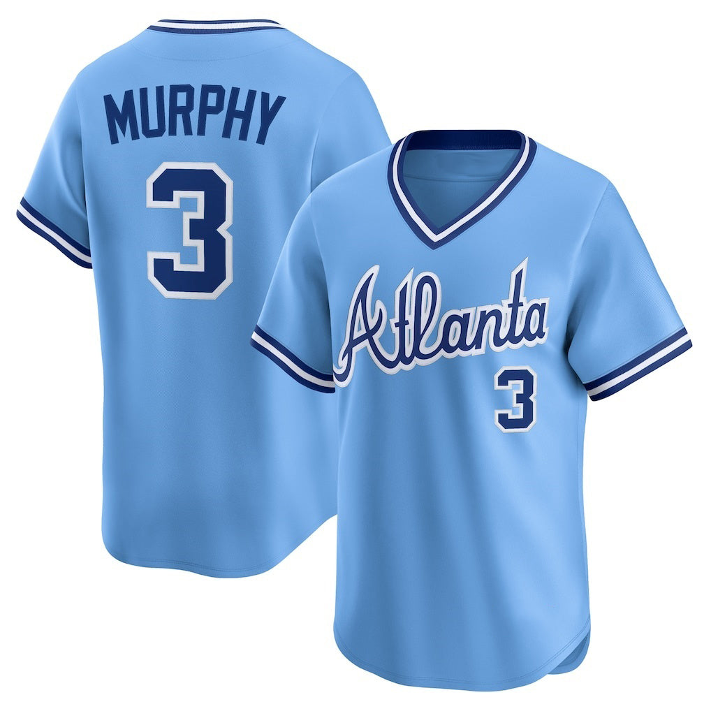 Baseball Jersey | Atlanta Braves #3 Dale Murphy Light Blue Throwback Cooperstown Collection Limited - image 1
