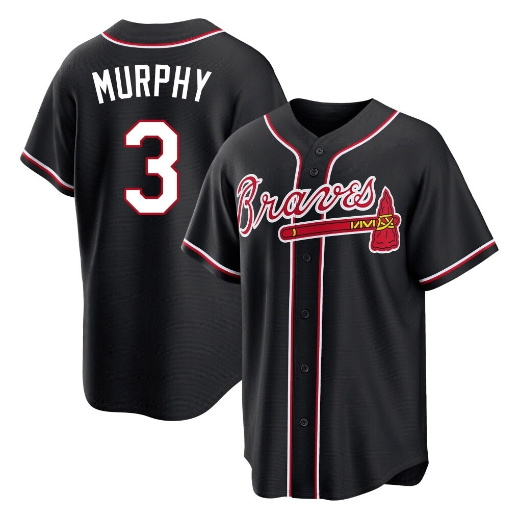 Baseball Jersey | Atlanta Braves #3 Dale Murphy Player Black Fashion Out Game Stitched - image 1