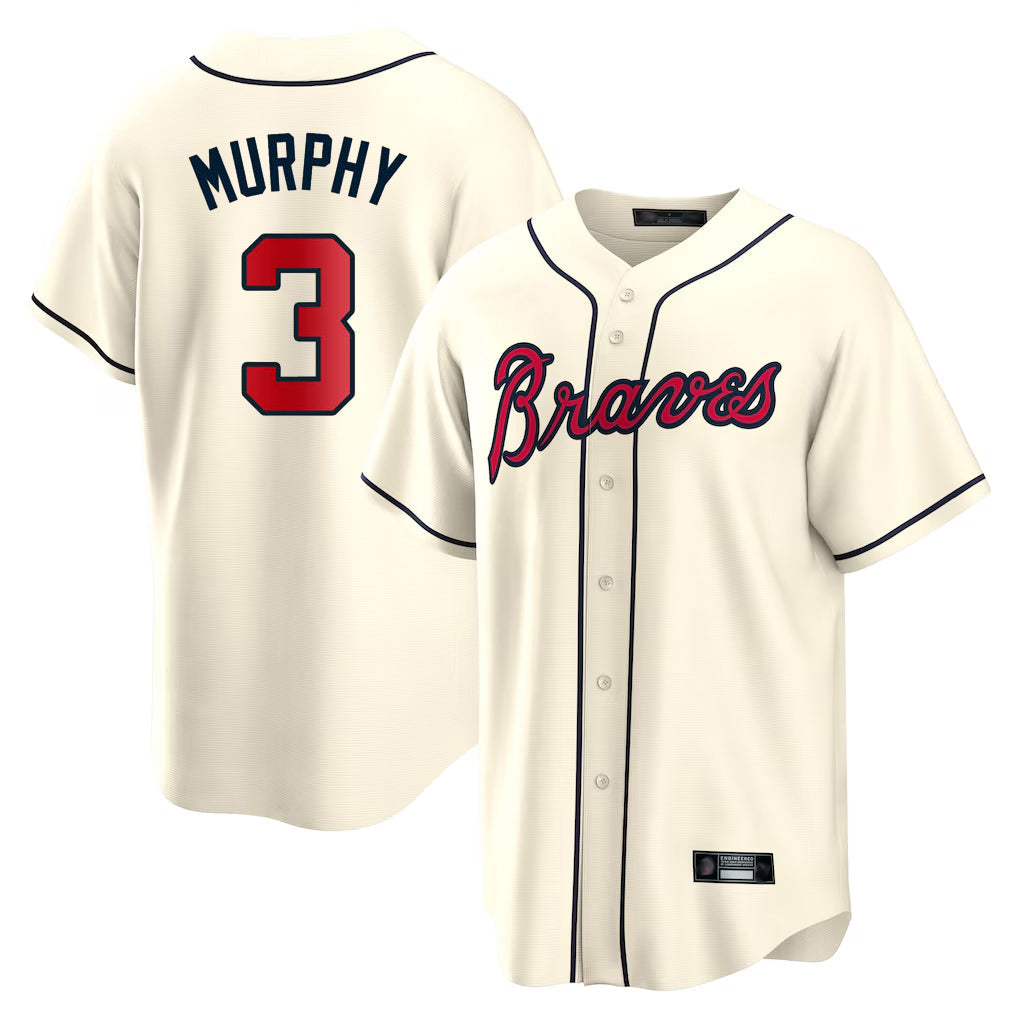 Baseball Jersey | Atlanta Braves #3 Dale Murphy Player Cream Home Game Stitched - image 1