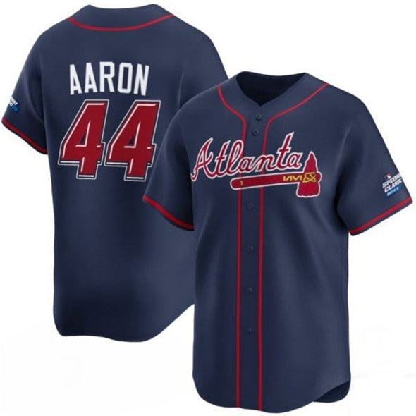 Baseball Jersey | Atlanta Braves #44 Hank Aaron Navy 2025 Speedway Classic Alternate Limited Stitched - image 1