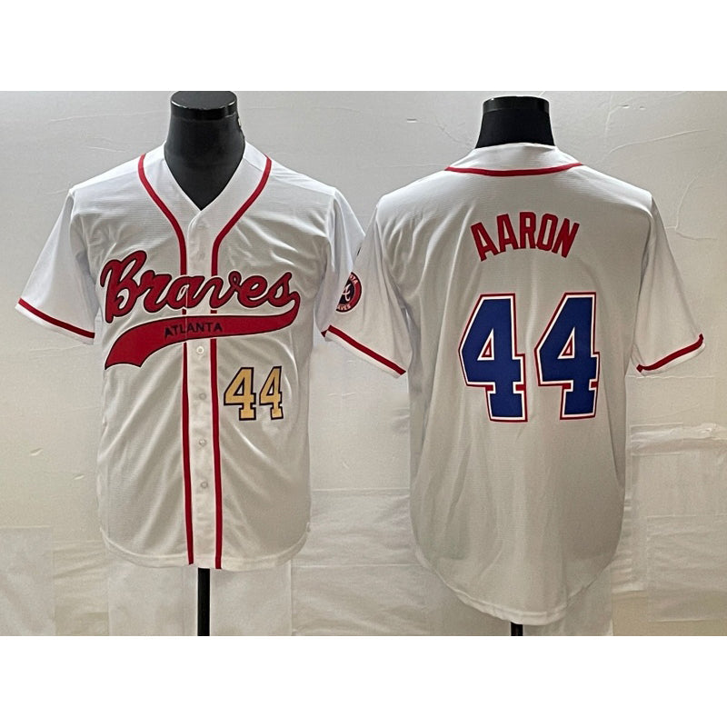 Baseball Jersey | Atlanta Braves #44 Hank Aaron Number White With Patch Stitched - image 1