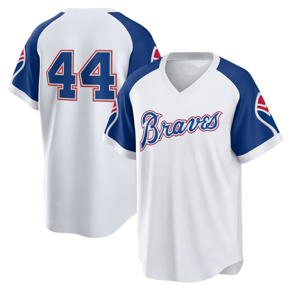 Baseball Jersey | Atlanta Braves #44 Hank Aaron White Home Cooperstown Collection Player - image 1