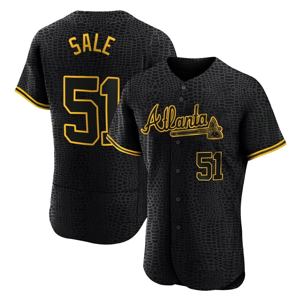 Baseball Jersey | Atlanta Braves #51 Chris Sale Player Black Snake Skin City Limited Home Game Stitched - image 1