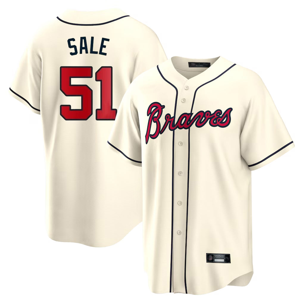 Baseball Jersey | Atlanta Braves #51 Chris Sale Player Cream Home Game Stitched - image 1