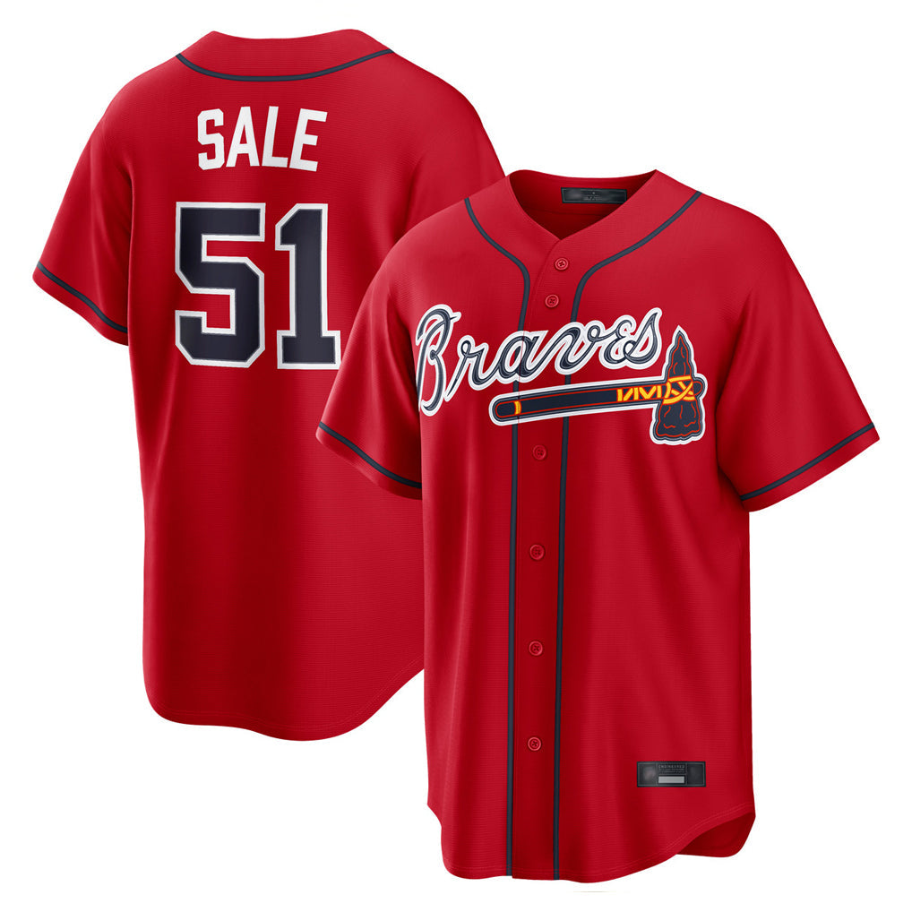Baseball Jersey | Atlanta Braves #51 Chris Sale Player Red Home Game Stitched - image 1