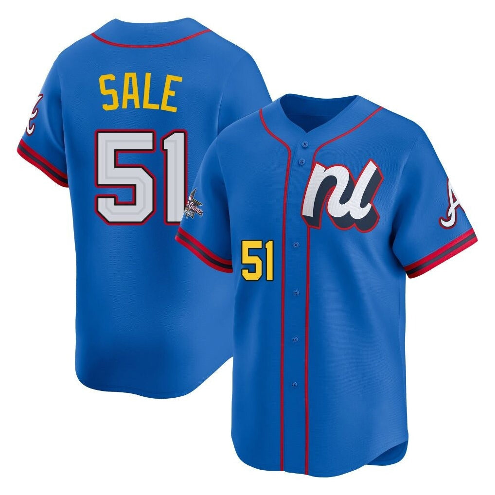 Baseball Jersey | Atlanta Braves #51 Chris Sale Player Royal National League All-Star Edition Game Stitched - image 1