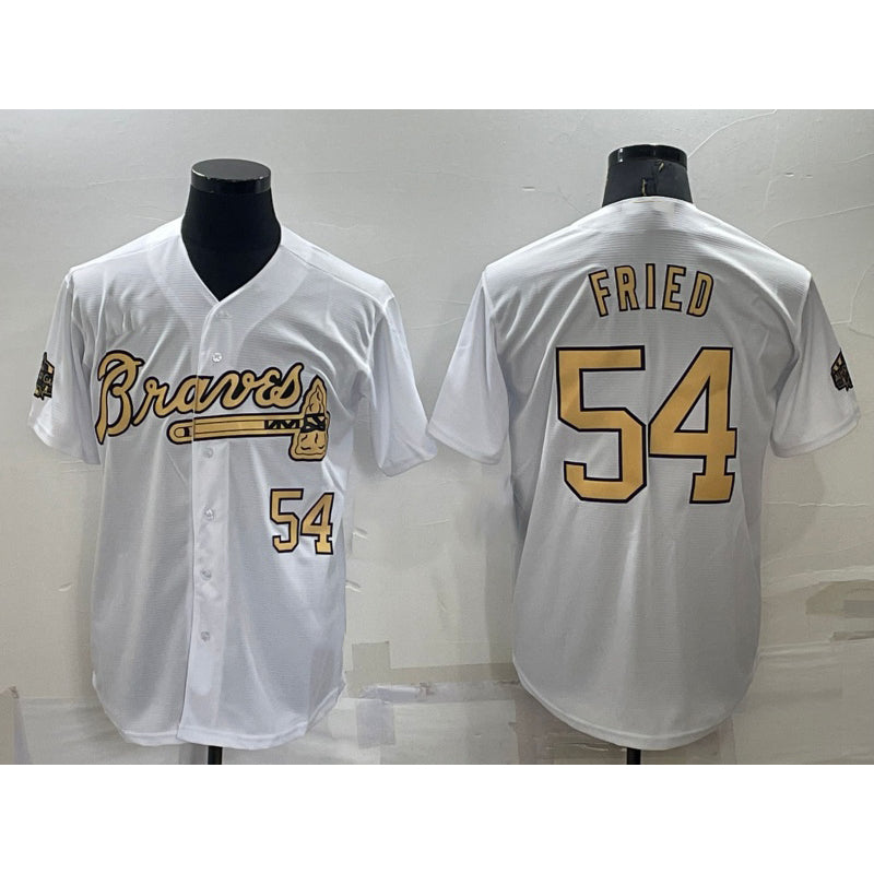 Baseball Jersey | Atlanta Braves #54 Max Fried Number White 2022 All Star Stitched Cool - image 1