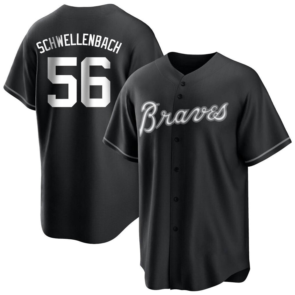 Baseball Jersey | Atlanta Braves #56 Spencer Schwellenbach Player Black Home Game Stitched - image 1