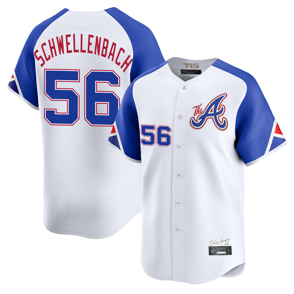 Baseball Jersey | Atlanta Braves #56 Spencer Schwellenbach Player White City Connect Limited Home Game Stitched - image 1