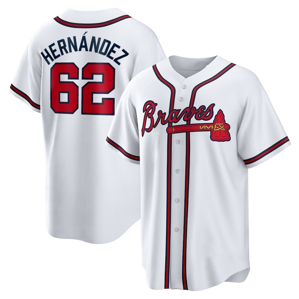 Baseball Jersey | Atlanta Braves #62 Daysbel Hernandez White Home Replica - image 1