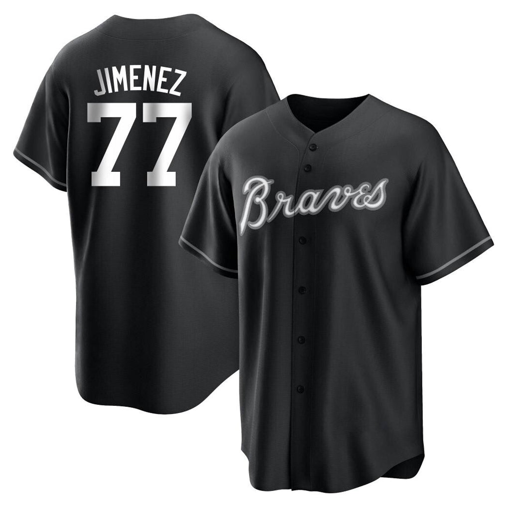 Baseball Jersey | Atlanta Braves #77 Joe Jimenez Player Black Home Game Stitched - image 1