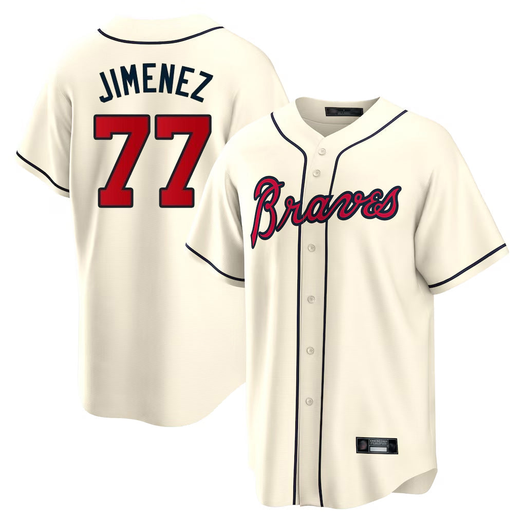 Baseball Jersey | Atlanta Braves #77 Joe Jimenez Player Cream Home Game Stitched - image 1