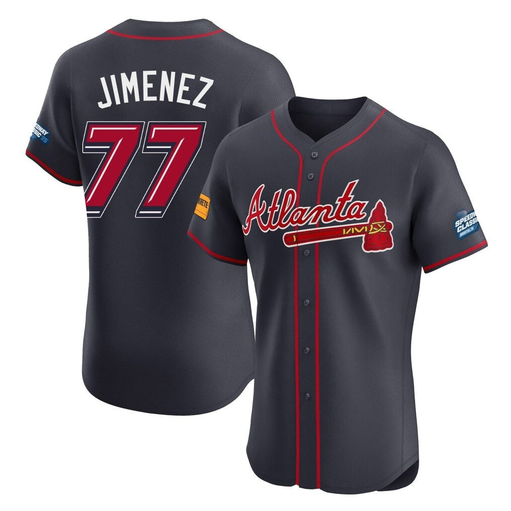 Baseball Jersey | Atlanta Braves #77 Joe Jimenez Player Navy 2025 Speedway Classic Limited Home Game Stitched - image 1
