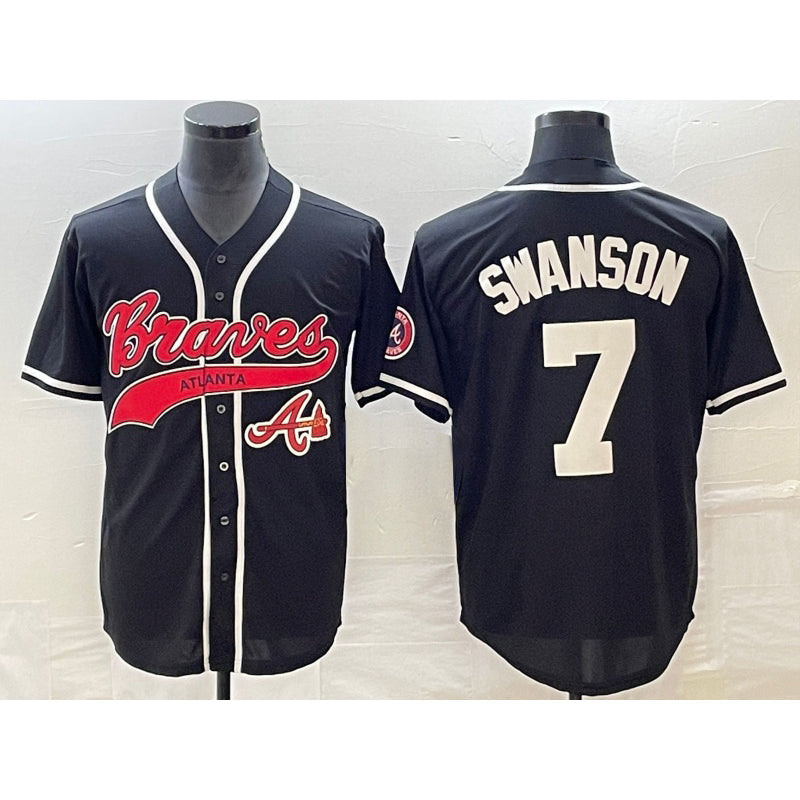 Baseball Jersey | Atlanta Braves #7 Dansby Swanson Black Stitched - image 1