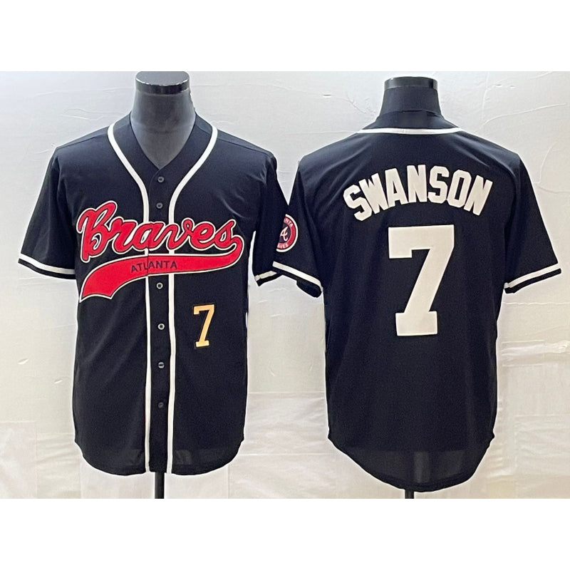 Baseball Jersey | Atlanta Braves #7 Dansby Swanson Number Black Stitched - image 1