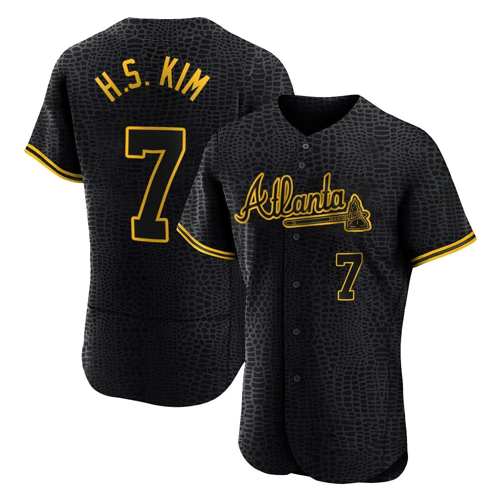 Baseball Jersey | Atlanta Braves #7 Ha-Seong Kim Player Black Snake Skin City Limited Home Game Stitched - image 1