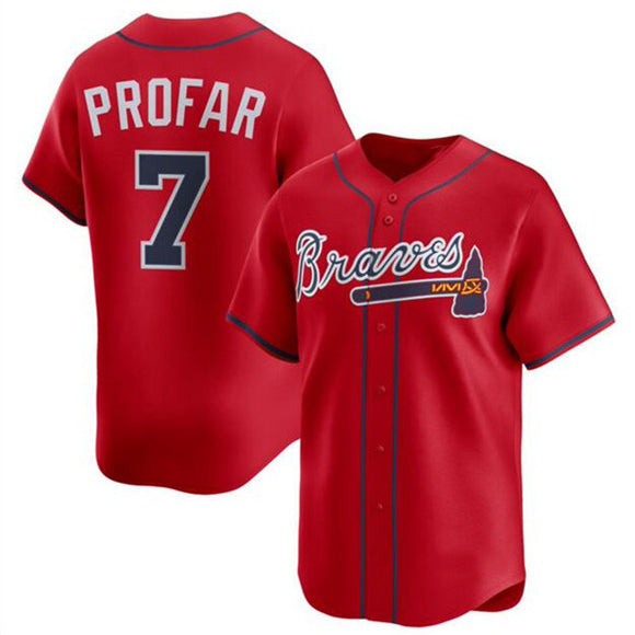 Baseball Jersey | Atlanta Braves #7 Jurickson Profar Red 2025 Alternate Limited Stitched - image 1