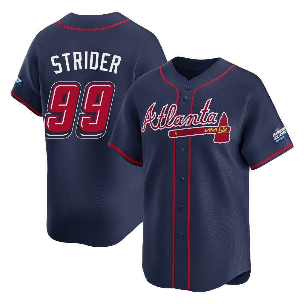 Baseball Jersey | Atlanta Braves #99 Spencer Strider Player Navy 2025 Speedway Classic Home Game Stitched - image 1