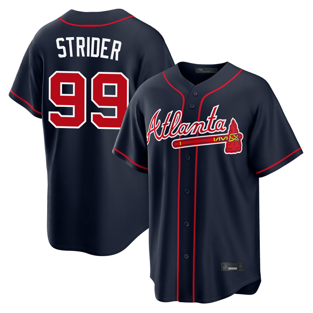 Baseball Jersey | Atlanta Braves #99 Spencer Strider Player Navy Home Game Stitched - image 1