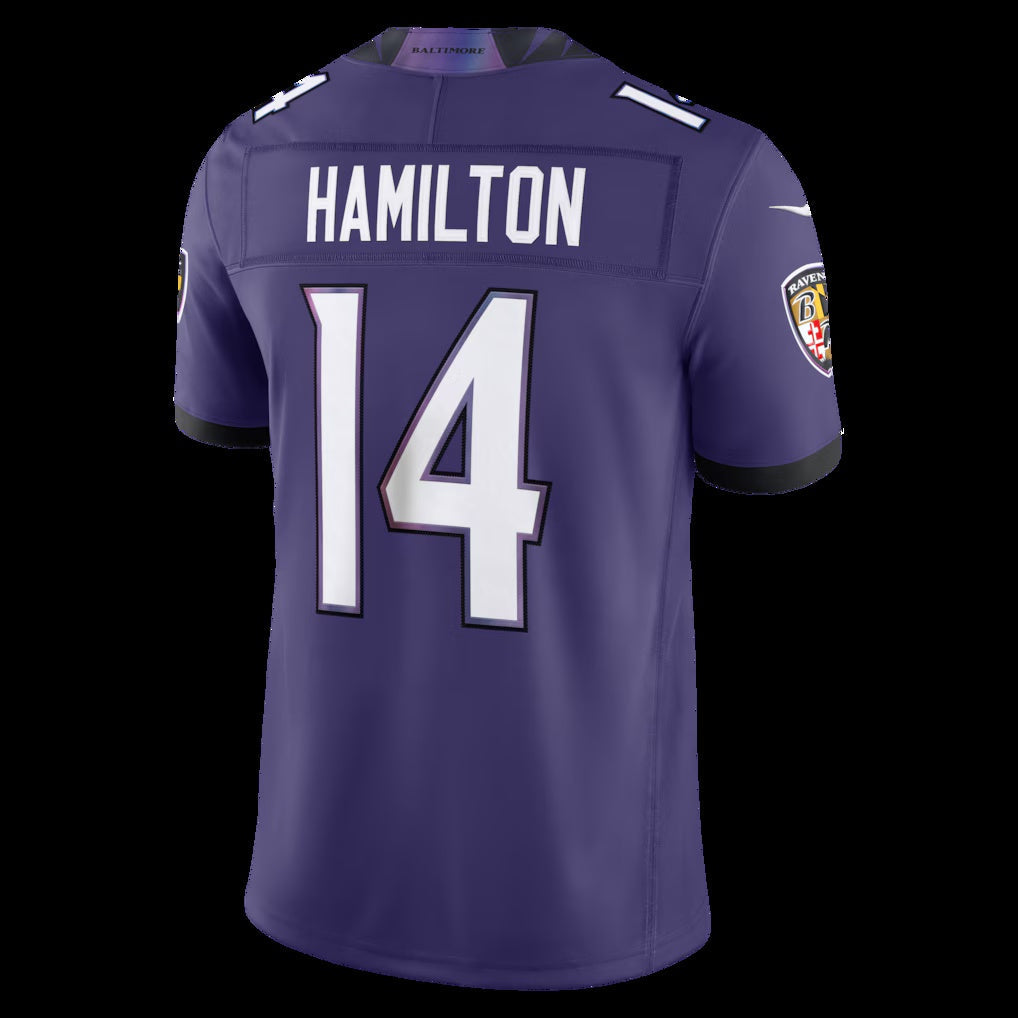 American Football Jersey | B.Ravens #14 Kyle Hamilton Purple Vapor F.U.S.E. Sewn Down Limited Stitched Football American Jersey - image 1