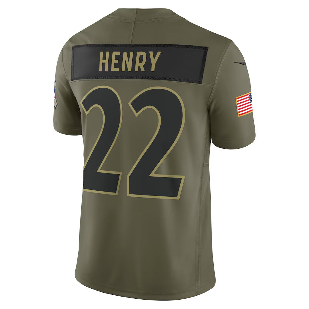 American Football Jersey | B.Ravens #22 Derrick Henry Olive 2025 Salute to Service Limited Stitched Football American Jersey - image 1