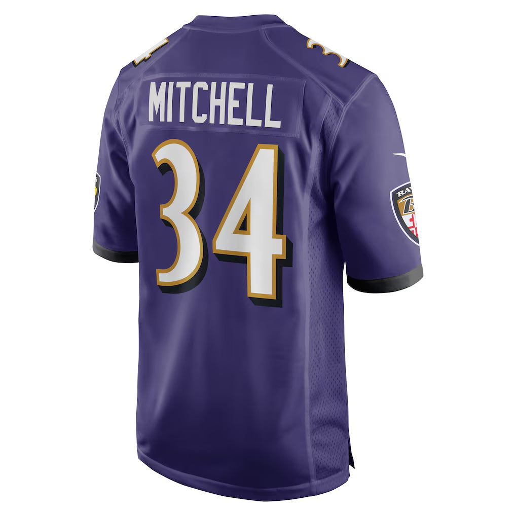 American Football Jersey | B.Ravens #34 Keaton Mitchell Purple Game Stitched Football American Jersey - image 1
