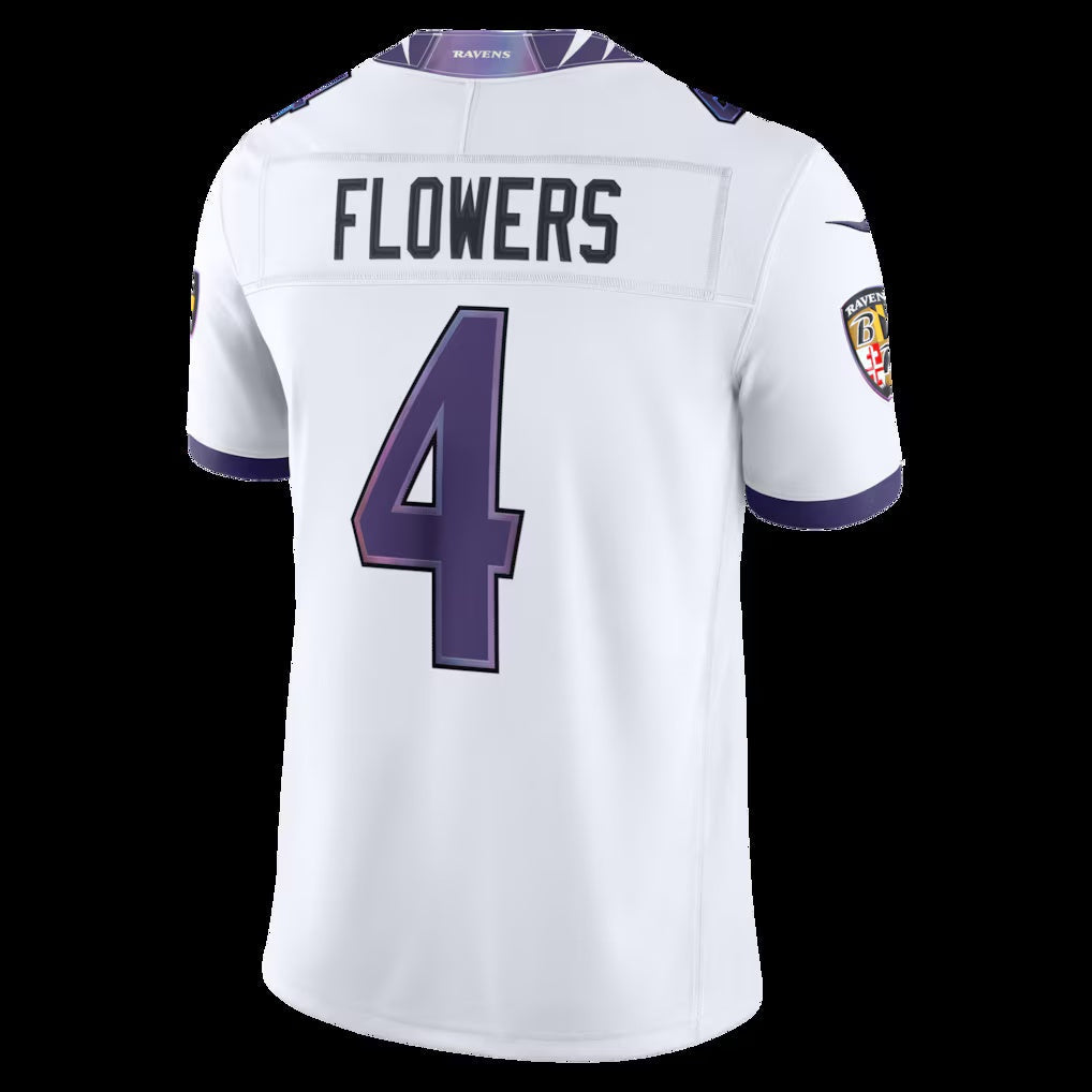 American Football Jersey | B.Ravens #4 Zay Flowers White Vapor F.U.S.E. Sewn Down Limited Stitched Football American Jersey - image 1
