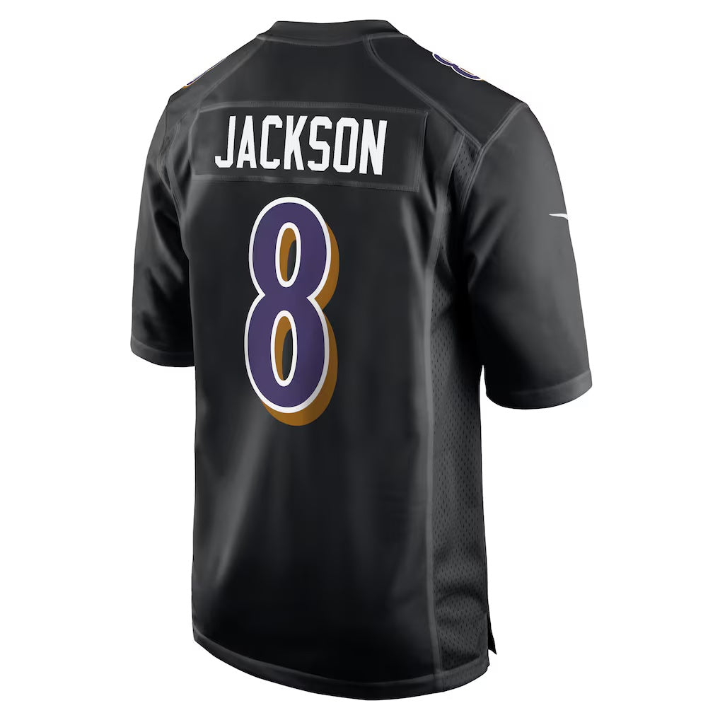 American Football Jersey | B.Ravens #8 Lamar Jackson Black Fashion Game Stitched Football American Jersey - image 1