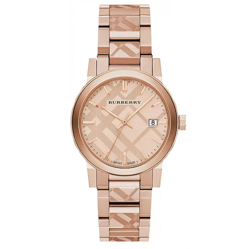 Burberry The City Engraved Check Rose Gold 38mm Watch - product view 1