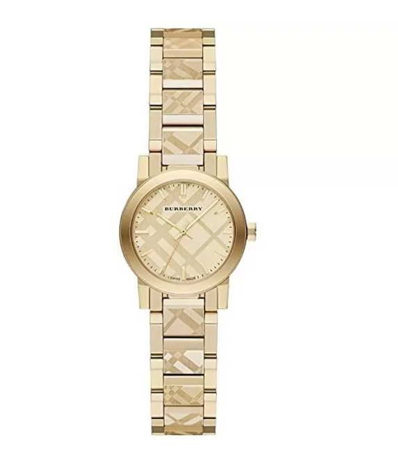 Burberry Ladies The City Engraved Check Gold 26mm Watch - product view 1