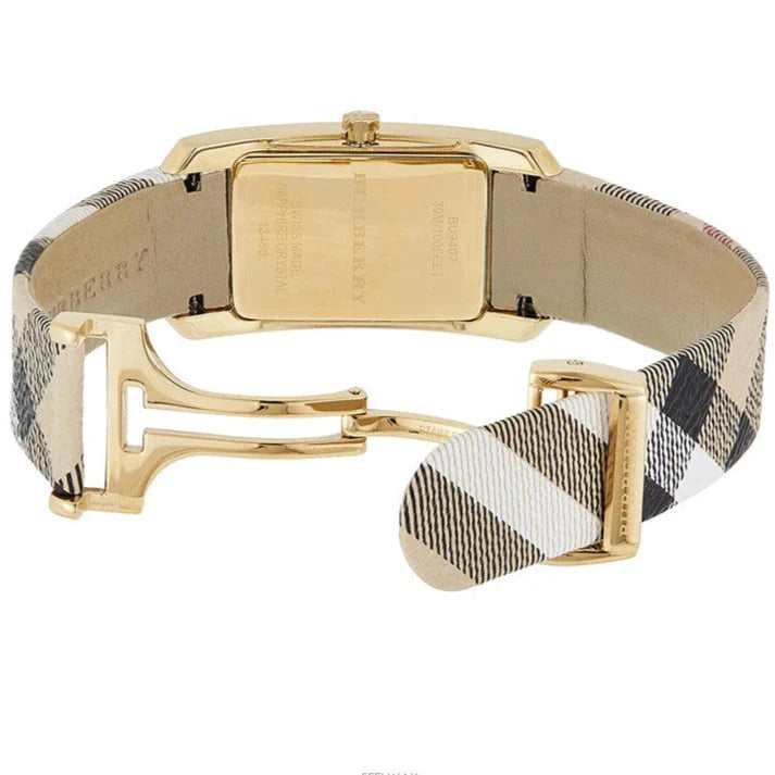 Burberry Ladies The Pioneer Check Yellow Gold Watch - product view 4