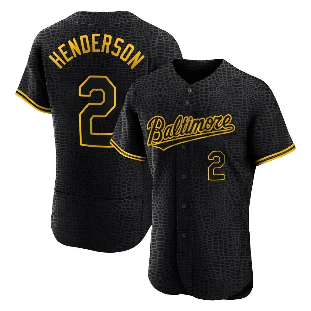 Baseball Jersey | Baltimore Orioles #2 Gunnar Henderson Player Black Snake Skin City Limited Home Stitched - image 1