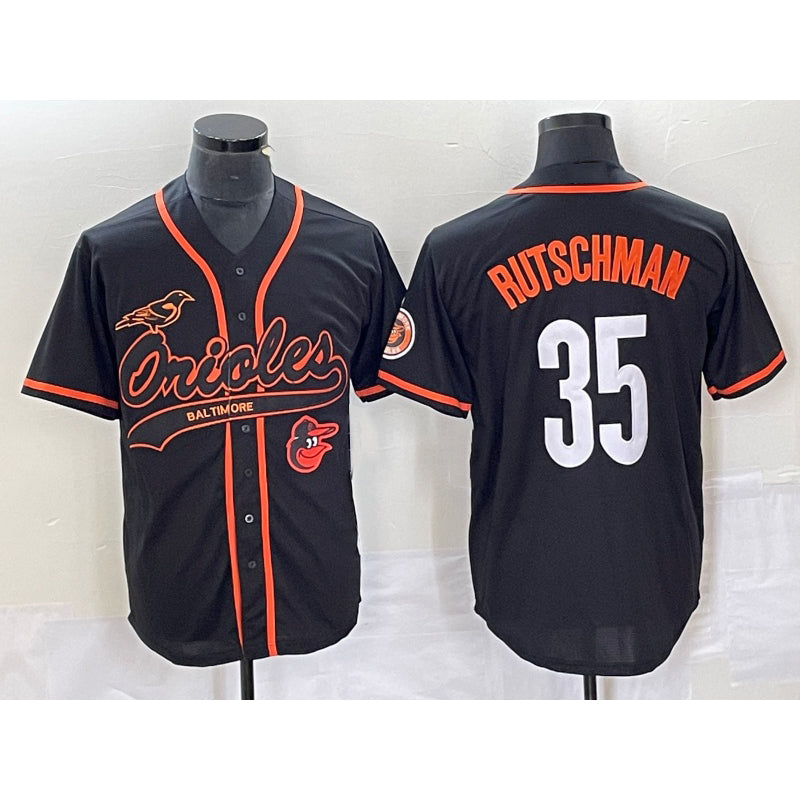 Baseball Jersey | Baltimore Orioles #35 Adley Rutschman Black With Patch Stitched - image 1