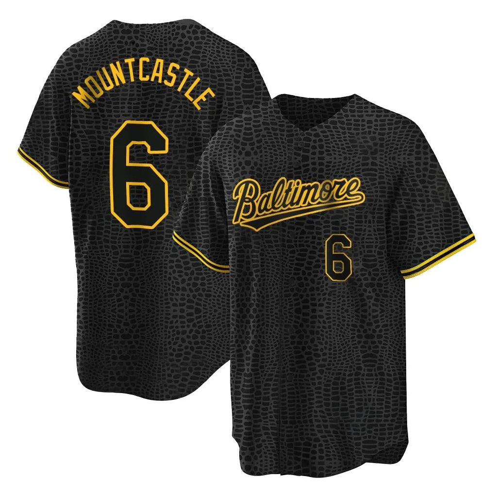 Baseball Jersey | Baltimore Orioles #6 Ryan Mountcastle Player Black Snake Skin City Home Game Stitched - image 1