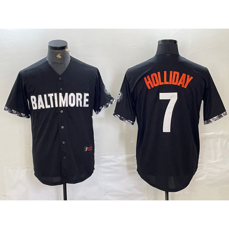 Baseball Jersey | Baltimore Orioles #7 Jackson Holliday Black 2023 City Connect Stitched - image 1