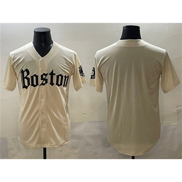 Baseball Jersey | Boston Red Sox Blank Cream Gothic Vapor Limited Stitched - image 1