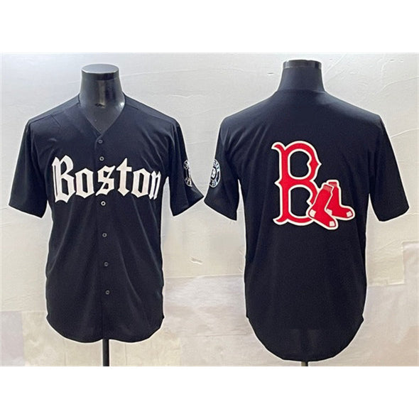 Baseball Jersey | Boston Red Sox Team Big Logo Black Gothic Vapor Limited Stitched - image 1