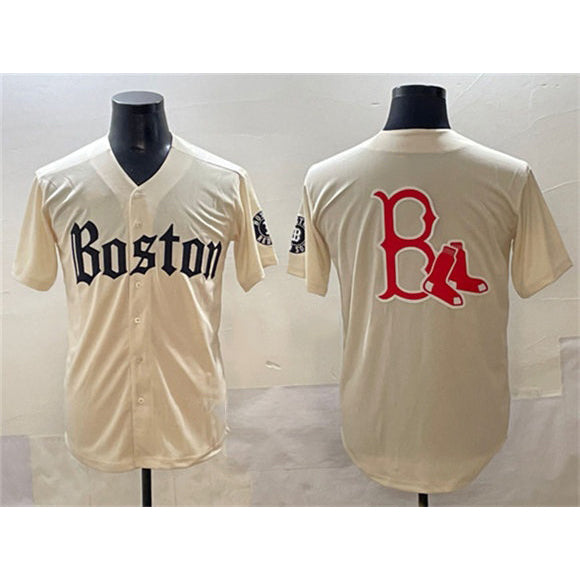Baseball Jersey | Boston Red Sox Team Big Logo Cream Gothic Vapor Limited Stitched - image 1