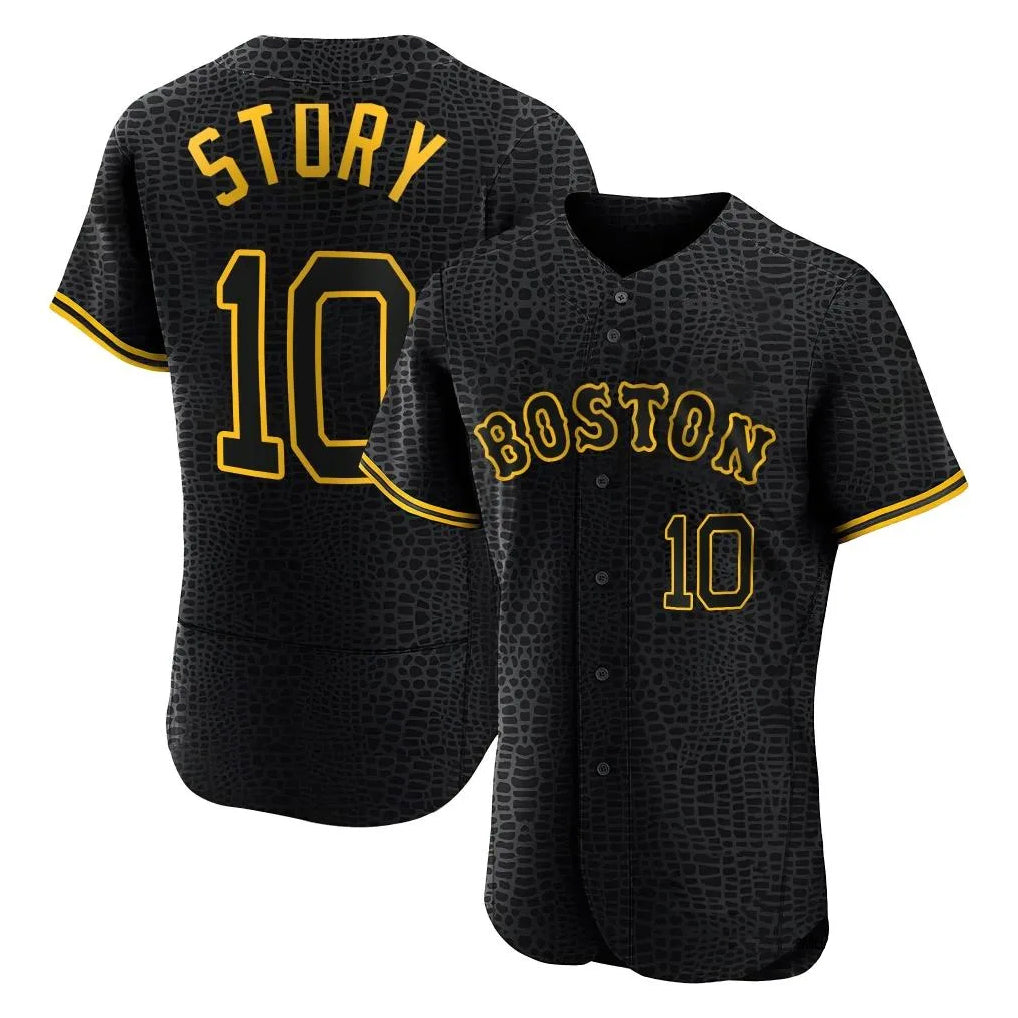 Baseball Jersey | Boston Red Sox #10 Trevor Story Player Black Snake Skin City Limited Home Stitched - image 1