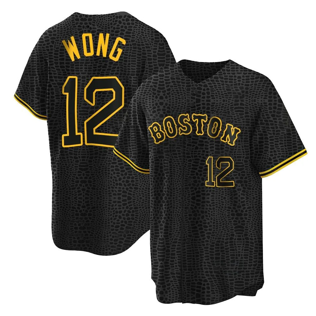Baseball Jersey | Boston Red Sox #12 Connor Wong Player Black Snake Skin City Home Game Stitched - image 1