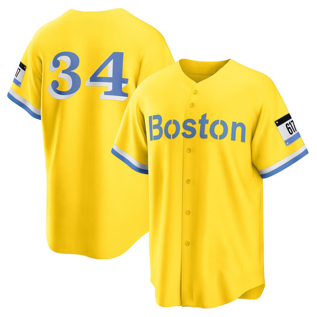 Baseball Jersey | Boston Red Sox #34 David Ortiz Gold Retired Player City Connect Replica - image 1