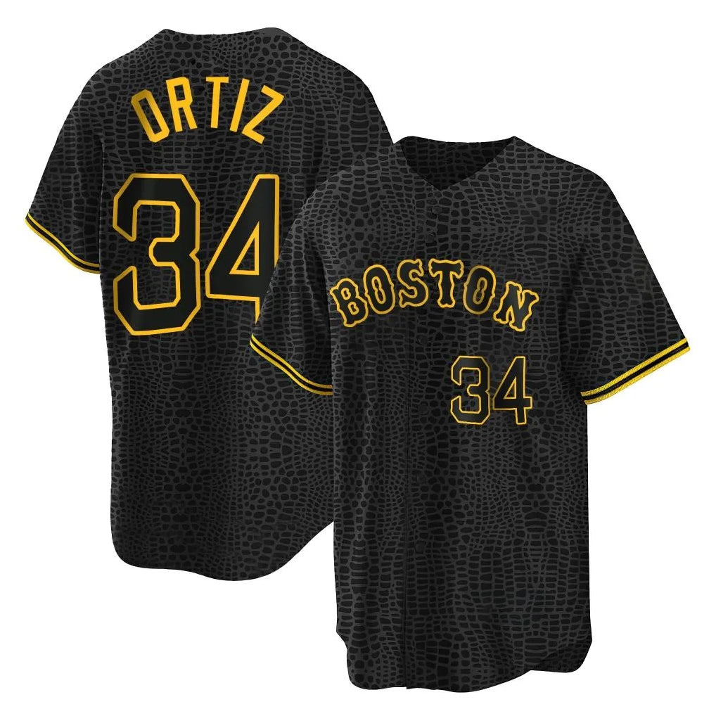 Baseball Jersey | Boston Red Sox #34 David Ortiz Player Black Snake Skin City Home Game Stitched - image 1
