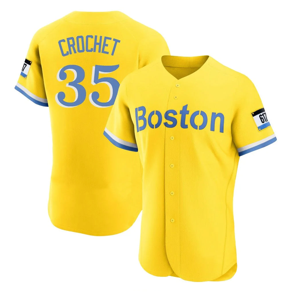 Baseball Jersey | Boston Red Sox #35 Garrett Crochet Player Yellow Limited Home Game Stitched - image 1