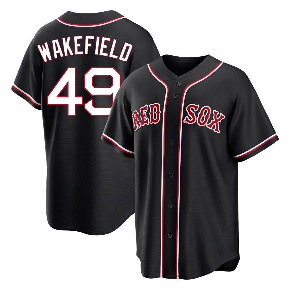 Baseball Jersey | Boston Red Sox #49 Tim Wakefield Player Black Out Home Game Stitched - image 1