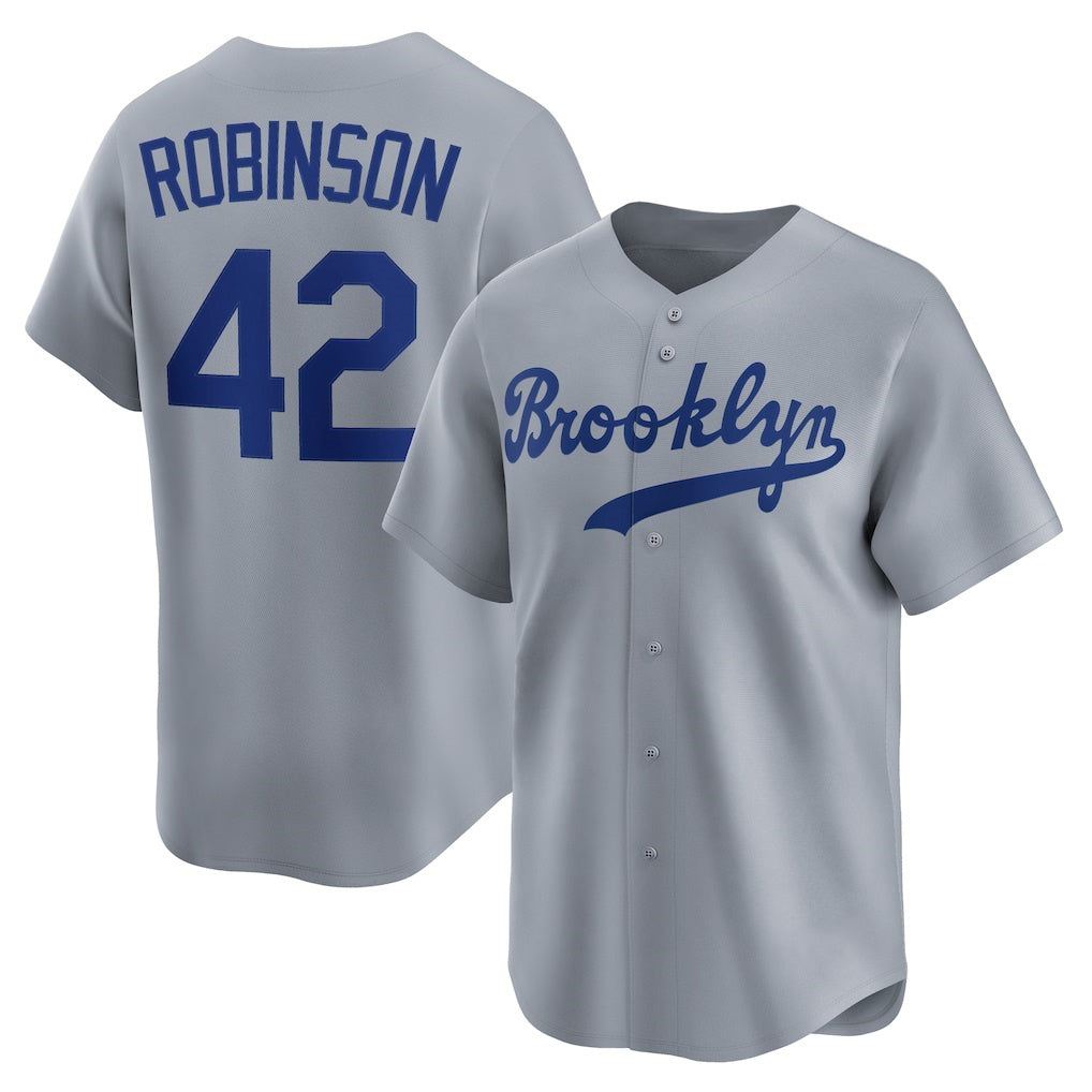 Baseball Jersey | Brooklyn Dodgers #42 Jackie Robinson Gray Throwback Cooperstown Collection Limited - image 1