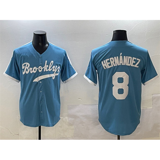 Baseball Jersey | Brooklyn Dodgers #8 Enrique Hern¨¢ndez Light Blue Stitched - image 1