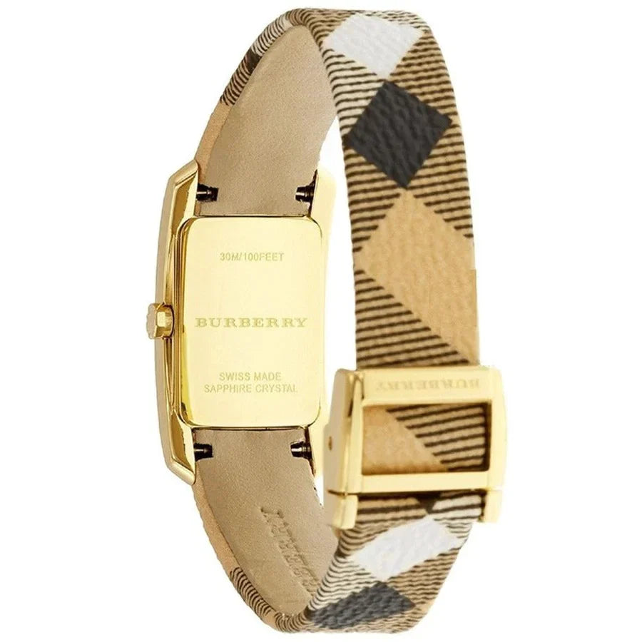 Burberry Ladies The Pioneer Check Yellow Gold Watch - product view 3