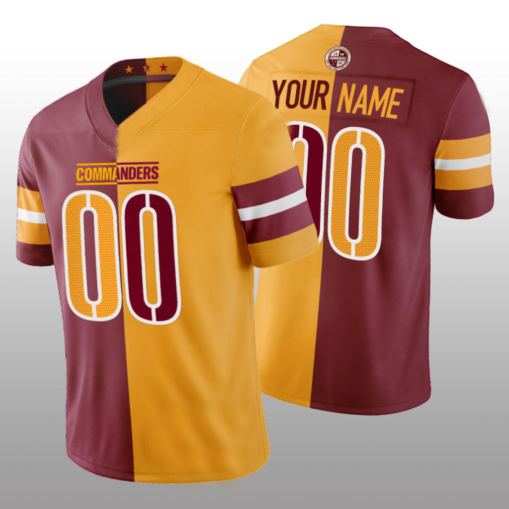 American Football Jersey | Custom W.Commanders Burgundy Gold Split Football Jerseys - image 1