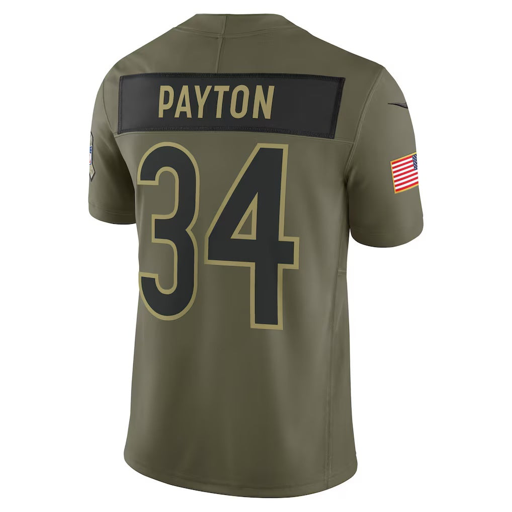 American Football Jersey | C.Bears #34 Walter Payton Olive 2025 Salute to Service Retired Limited Stitched Football American Jersey - image 1